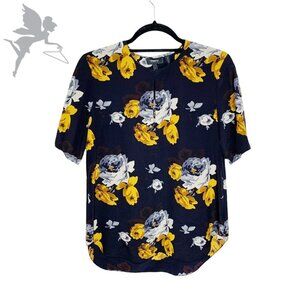 THEORY Silk Floral Short Sleeve Top